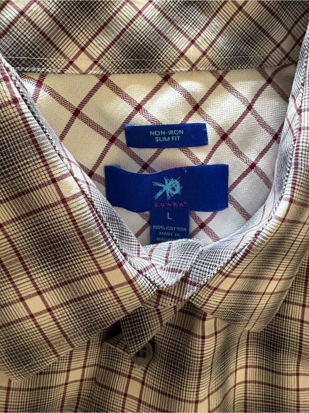 Egara Men’s Beige Plaid Button Up Dress Shirts (2) - Picture 7 of 7